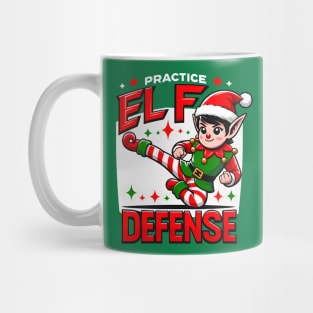 Funny Christmas Holiday Shirt - Festive Xmas Parody - Pratice Elf Defense Mug